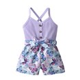 thumbnail image 1 of Toddler Baby Girl Ruffle Camisole Jumpsuit Casual Little Girl Summer Bodysuit Short Outfits Set Purple 18-24 Months, 1 of 6