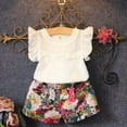 thumbnail image 1 of Toddler Baby Girl Ruffle Short Sleeve T-Shirt Tops and Floral Shorts Outfits Clothes, 1 of 9