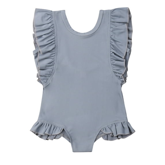 Toddler Baby Girl Ruffle Sleeve One-Piece Swimwear Backless Swimsuit Bathing Suit