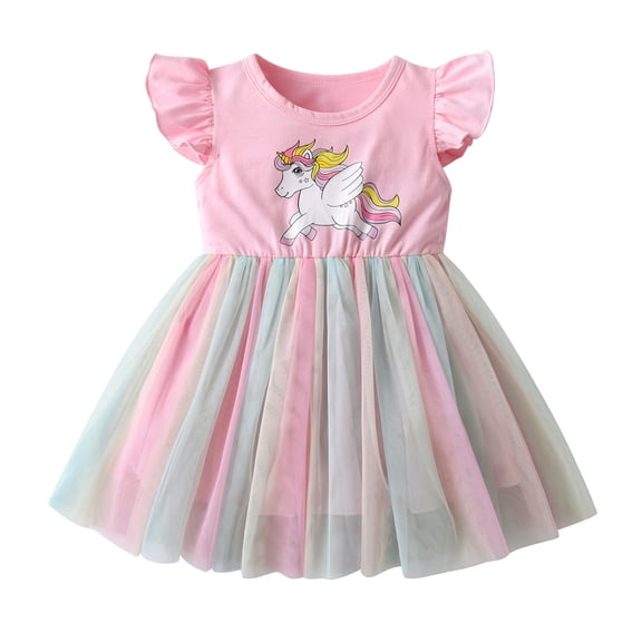 Toddler Baby Girl Ruffle Sleeveless Dress Casual Little Girl Summer Swing Sundress(2-3T,Pink)