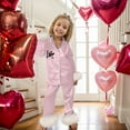 thumbnail image 1 of Toddler Baby Girl Satin Pajamas Set 2 Piece Long Sleeve Button Down Pjs With Feather Trim Sleepwear Top And Pants Loungewear Set For Kids 2-14Y Valentines Day Christmas Birthday Gifts #02 Pink,10Y, 1 of 6