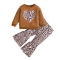 thumbnail image 1 of Toddler Baby Girl Sets 2 Piece Outfits Girls Clothing Set Long Sleeve Heart Shape Tops Leopard Flared Trousers Clothes Suit Outfits For Every Holiday Legging Set 2, 1 of 9