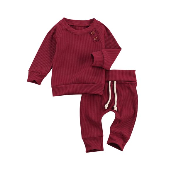 Toddler Baby Girl Sets 2 Piece Outfits Newborn Baby Boys Girls Knitted Tops  Lacing Pants Pajamas Sleepwear Sets For Every Holiday Legging Set 2