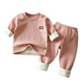 thumbnail image 1 of Toddler Baby Girl Sets 2 Piece Outfits Toddler Baby Kids Winter Boys Girls Solid Color Long Sleeved Thickening Home Wear Clothes Suit For Every Holiday Legging Set 2, 1 of 4