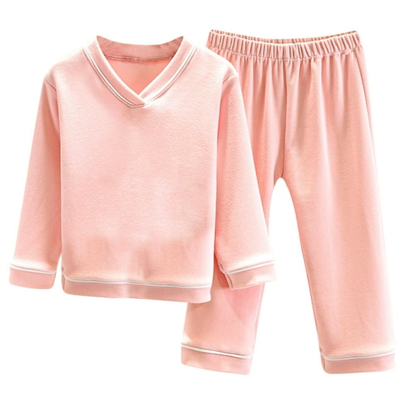 Toddler Baby Girl Sets 2 Piece Outfits Toddler Baby Kids Winter Boys Girls Solid Color Long Sleeved Thickening Home Wear Clothes Suit For Every Holiday Legging Set 2