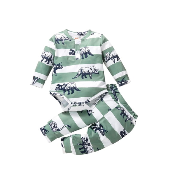 Toddler Baby Girl Sets 2 Piece Outfits Toddler Boys Winter Dinosaur Print Long Sleeve Pullover Romper Trousers 2PCS Set Suit For Every Holiday Legging Set 2