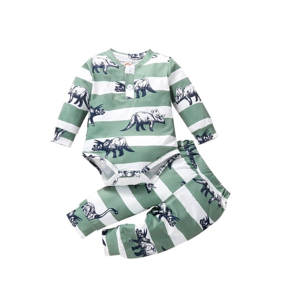 Toddler Baby Girl Sets 2 Piece Outfits Toddler Boys Winter Dinosaur Print Long Sleeve Pullover Romper Trousers 2PCS Set Suit For Every Holiday Legging Set 2