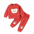 thumbnail image 1 of Toddler Baby Girl Sets 2 Piece Outfits Winter Girls' Bear Embroidered Long Sleeved Crew Neck Pullover Trousers Suit For Every Holiday Legging Set 2, 1 of 8