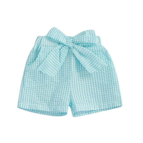 Toddler Baby Girl Shorts Gingham Plaid Shorts with Pockets Summer Casual Elastic Waist Shorts Pants Bottoms Green,18-24 Months