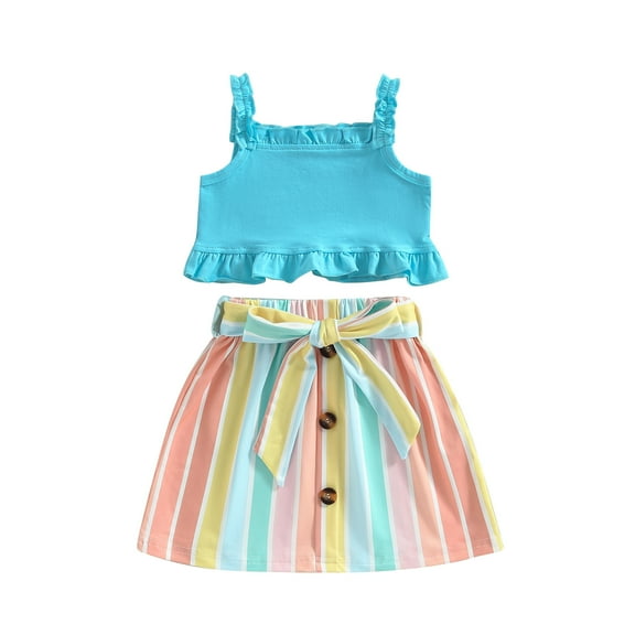 Toddler Baby Girl Skirt Set Summer Outfit 6M 12M 18M 24M 3Y 4Y Crop Top Camisole Tanks and A Line Floral Skirts Clothes with Belt