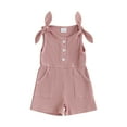 thumbnail image 1 of Toddler Baby Girl Sleeveless Romper Solid Jumpsuit Shorts Overalls Ribbed Bodysuit One-Piece Outfit Summer Clothes, 1 of 7