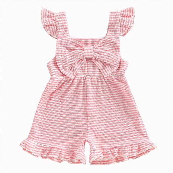 Toddler Baby Girl Sleeveless Ruffle Jumpsuit 1T 2T 3T 4T 5T 6T Summer Romper Outfits Short Ruffle Sleeve Jumpsuit