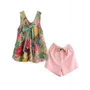 FYSHO Toddler Baby Girl Sleeveless Tops Floral Summer Shorts Set Clothes Outfits