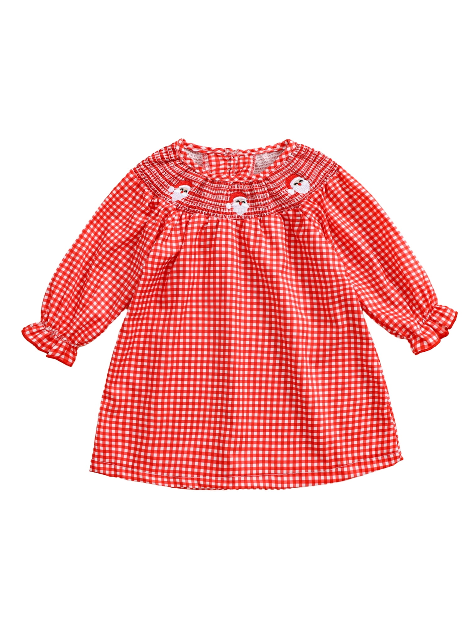 Toddler Baby Girl Smocked Christmas Dress Puff Long Sleeve Santa Plaid  Princess Dresses Kids Girls Christmas Outfit Cute Clothes - Walmart.com