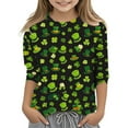 thumbnail image 1 of Toddler Baby Girl St.Patricks Day T-Shirt Printed Quarter Sleeve Crew Neck Outfits Clothes Comfortable & Soft Girls' Athletic Shirts & Tees,Deep Green,12-13 Years, 1 of 4