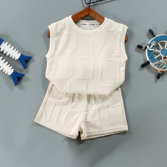 Toddler Baby Girl Summer Clothes 2-piece Short Sleeve Top Short Sets 2pcs Casual Outfit for Little Boys 6-7 Years