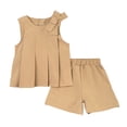 thumbnail image 1 of Toddler Baby Girl Summer Clothes Flower Embroidery Sleeveless Smocked Tops and Shorts Set Cute Two Piece Outfit Girls Summer Set 2-7 Years,5-6 Years, 1 of 7