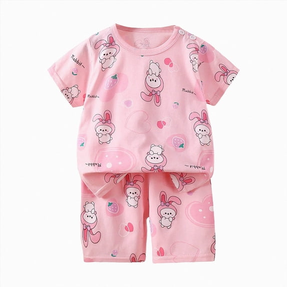 Toddler Baby Girl Summer Clothes Outfit Funny Letter T Shirt Top Short Set Infant Girl Clothes Pink 7-8 Years