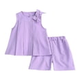 thumbnail image 1 of Toddler Baby Girl Summer Clothes Ruffled Sleeve Ribbed Knit T-Shirt Tops Cute Floral Shorts Set 2Pcs Outfits 2-8Y Girls Summer Set 2-7 Years,2-3 Years, 1 of 8