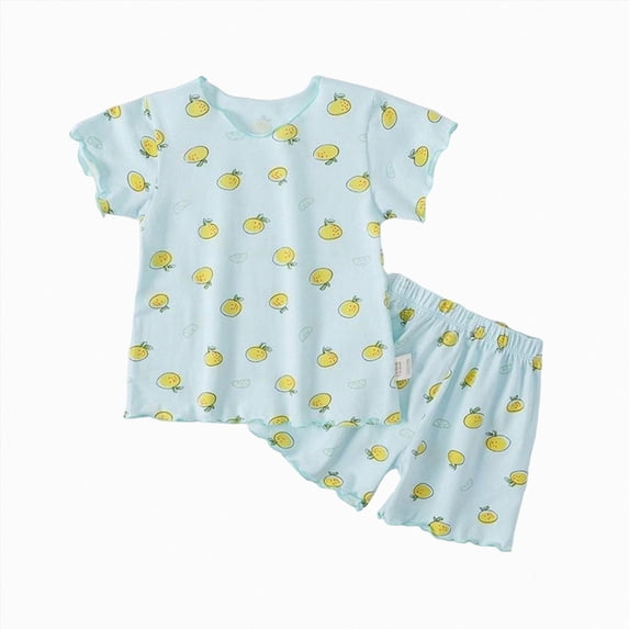 Toddler Baby Girl Summer Clothes Set 1T 2T 3T 4T Short Sleeved Home Clothes Cute Cartoon Pattern Pajama Set