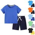thumbnail image 1 of Toddler Baby Girl Summer Clothes Set Outfit Short Sleeve T-Shirt and Shorts 2pcs Suit for Girls, 1 of 5