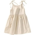thumbnail image 1 of Toddler Baby Girl Summer Cotton Linen White Dresses Bow Straps Sleeveless with Pockets Little Girls Beach Sundress, 1 of 9