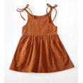 thumbnail image 1 of Toddler Baby Girl Summer Cotton Linen White Dresses Bow Straps Sleeveless with Pockets Little Girls Beach Sundress, 1 of 7