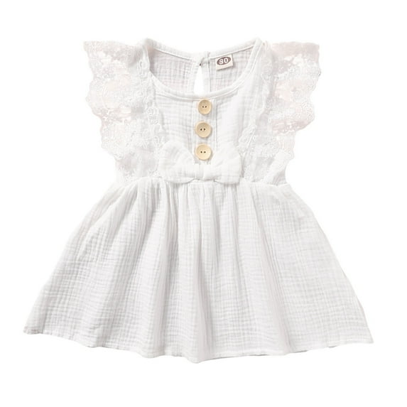 Toddler Baby Girl Summer Cotton Sleeveless Dress Newborn Infant Lace Ruffle Princess Overall Dress Sundress