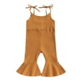 thumbnail image 1 of Toddler Baby Girl Summer Jumpsuit, Sleeveless Tie Strap Ribbed Romper Bell Bottoms 12 Months-5 Years, 1 of 9