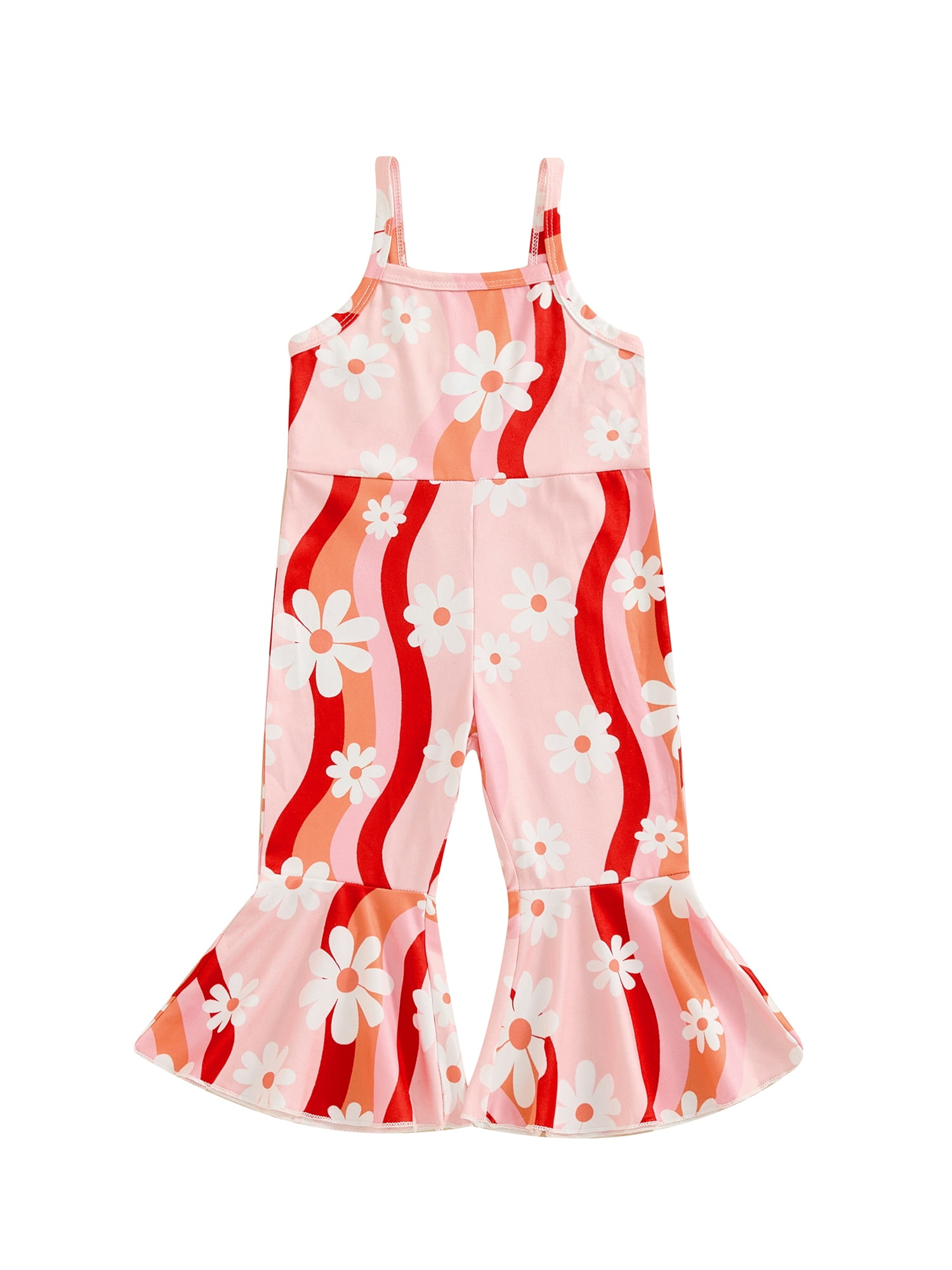 Toddler Baby Girl Summer Outfit Floral Overalls Romper Sleeveless Bell ...