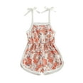 thumbnail image 1 of Toddler Baby Girl Summer Outfit Floral Romper Tie-Up Strap Halter Jumpsuit Infant Summer Sling One Piece Bodysuit, 1 of 7