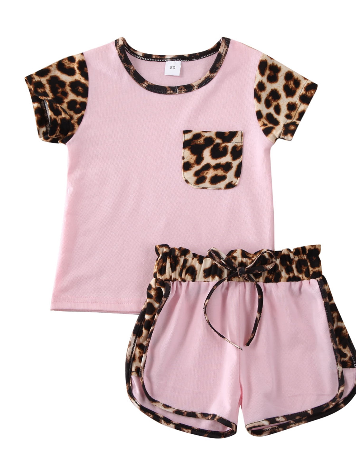 Toddler Baby Girl Summer Outfits Short Sleeve T Shirt Top Leopard ...