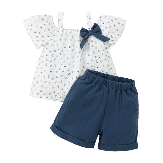 Toddler Baby Girl Summer Shorts Set Ruffle Sleeve Suspenders Tops and Solid Color Shorts 2PCS Baby Girl Clothes Outfits 2-3 Years