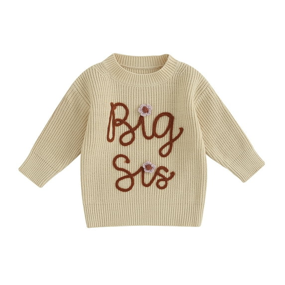 Toddler Baby Girl Sweater Big Sister Long Sleeve Knit Pullover Top Sister Outfits Fall Winter Clothes