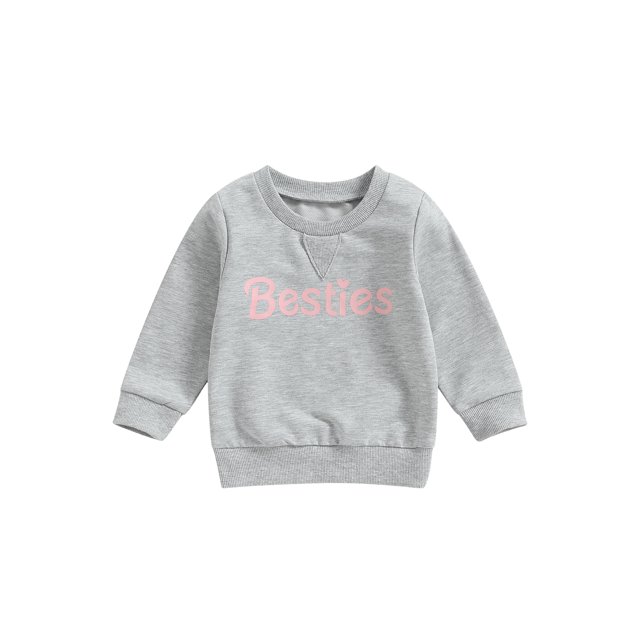 Toddler Baby Girl Sweatshirt Besties Letters Print Long Sleeve Sweater