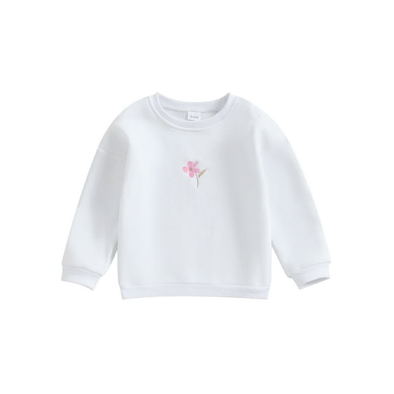 Toddler Baby Girl Sweatshirt Floral Embroidery Long Sleeve Pullovers Autumn Tops