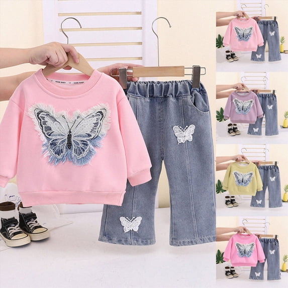 Toddler Baby Girl Sweatsuit Set Organic Cotton Fall Outfits Top and Pants Clothing Sets 6-12 Months 12-24 Months 2t 3t 4t 5t 6t 7t 8t 9t Children Light Purple 1-2 Years