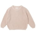 thumbnail image 1 of Toddler Baby Girl Sweatsuits Baby Girl Boy Oversized Knit Sweater Crewneck Pullover Sweatshirt Solid Warm Long Sleeve Tops Blouse New Casual Matching Sets Beige 4T, 1 of 3