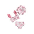 thumbnail image 1 of Toddler Baby Girl Swimsuit 3pcs Bathing Suit Mermaid Bikini Top Trunks Shorts Bathing Suit with Sun Hat, 1 of 8