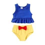 Toddler Baby Girl Swimsuit Sleeveless Ruffle Color Block Swimwear Two Pieces Bikini Set Beachwear