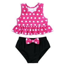 Toddler Baby Girl Swimsuit Sleeveless Ruffle Polka Dot Swimwear Two Pieces Bikini Set Beachwear