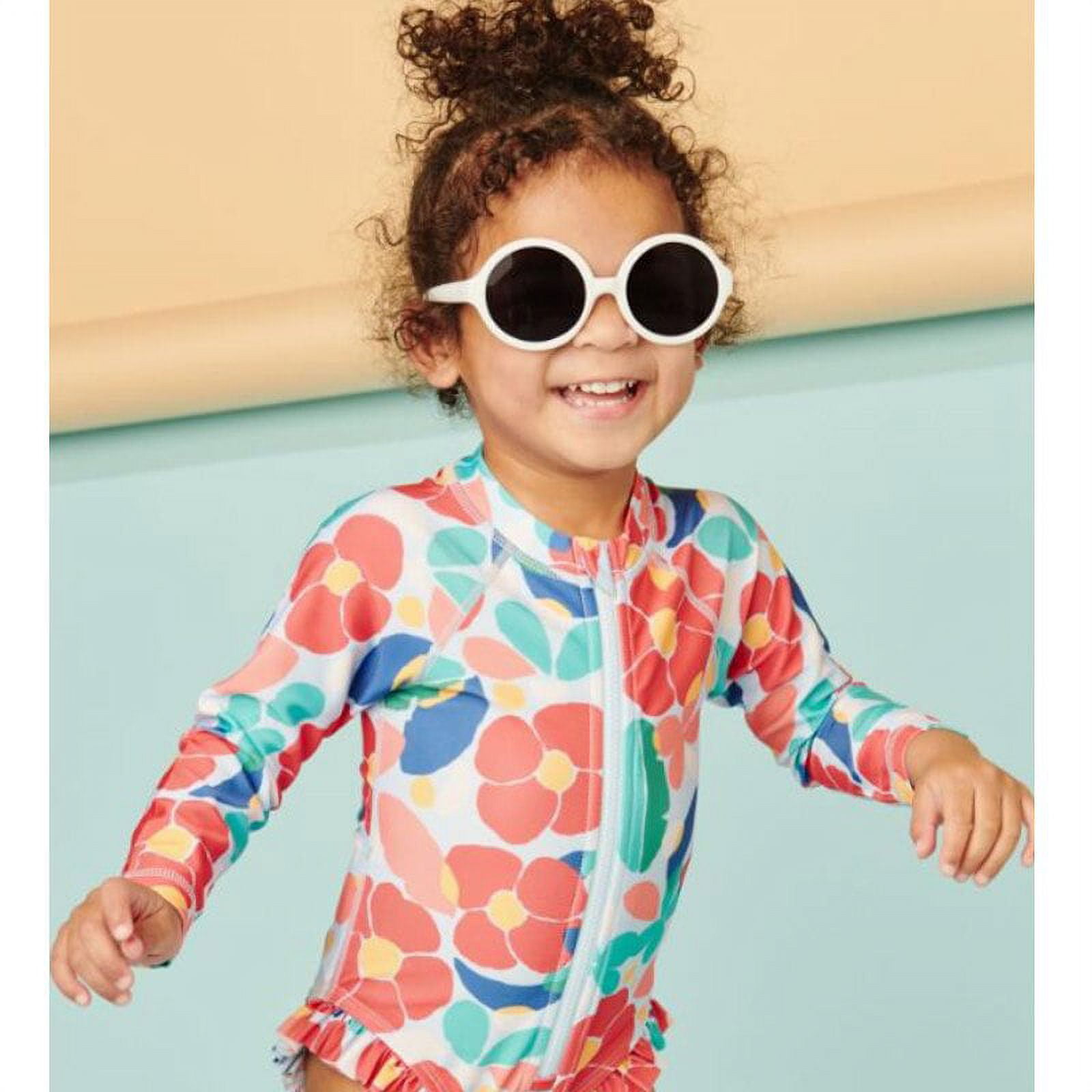 Toddler Baby Girl Swimsuit Zipper Rash Guard Bathing Suit