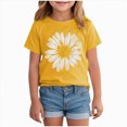 thumbnail image 1 of Toddler Baby Girl T Shirt Floral Graphic Short Sleeve Tees Tops Casual Clothes Performance Tops Fall Winter Tops Basic Tees SleepWear 13-14 Years Yellow T Shirts, 1 of 4