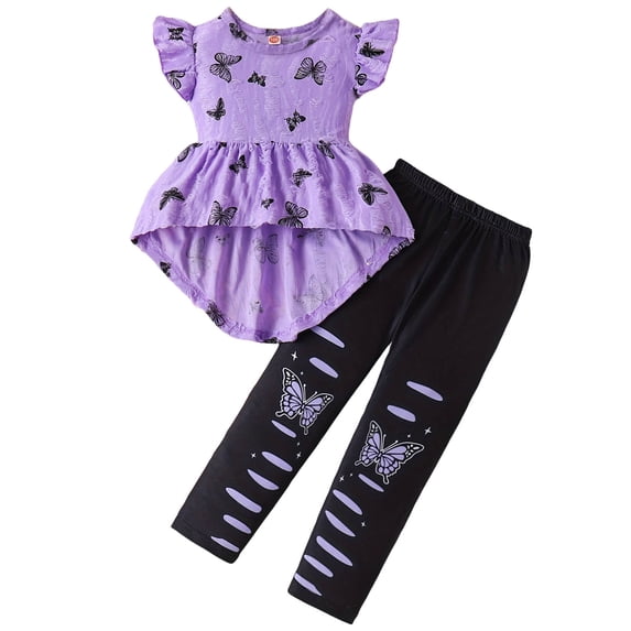 Toddler Baby Girl T Shirt Shorts Set Bow Sleeveless Slip Ruffle Tops Matching Outfit Spring Summer Clothes T-Shirt Elastic Waist Shorts Set Cartoon Print Summer 2pcs Set Dailywear Set 3-4 Years