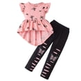 thumbnail image 1 of Toddler Baby Girl T Shirt Shorts Set Bow Sleeveless Slip Ruffle Tops Matching Outfit Spring Summer Clothes T-Shirt Elastic Waist Shorts Set Cartoon Print Summer 2pcs Set Dailywear Set 12-18 Months, 1 of 9