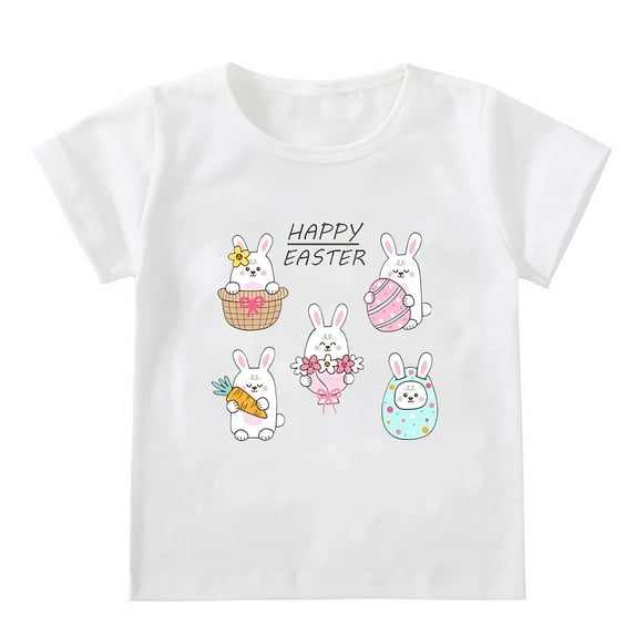 Toddler Baby Girl T Shirts Short Sleeve Tee Shirts Easter Baby Bunny Tshirt Easter Clothes Princess Vest Shirt Top