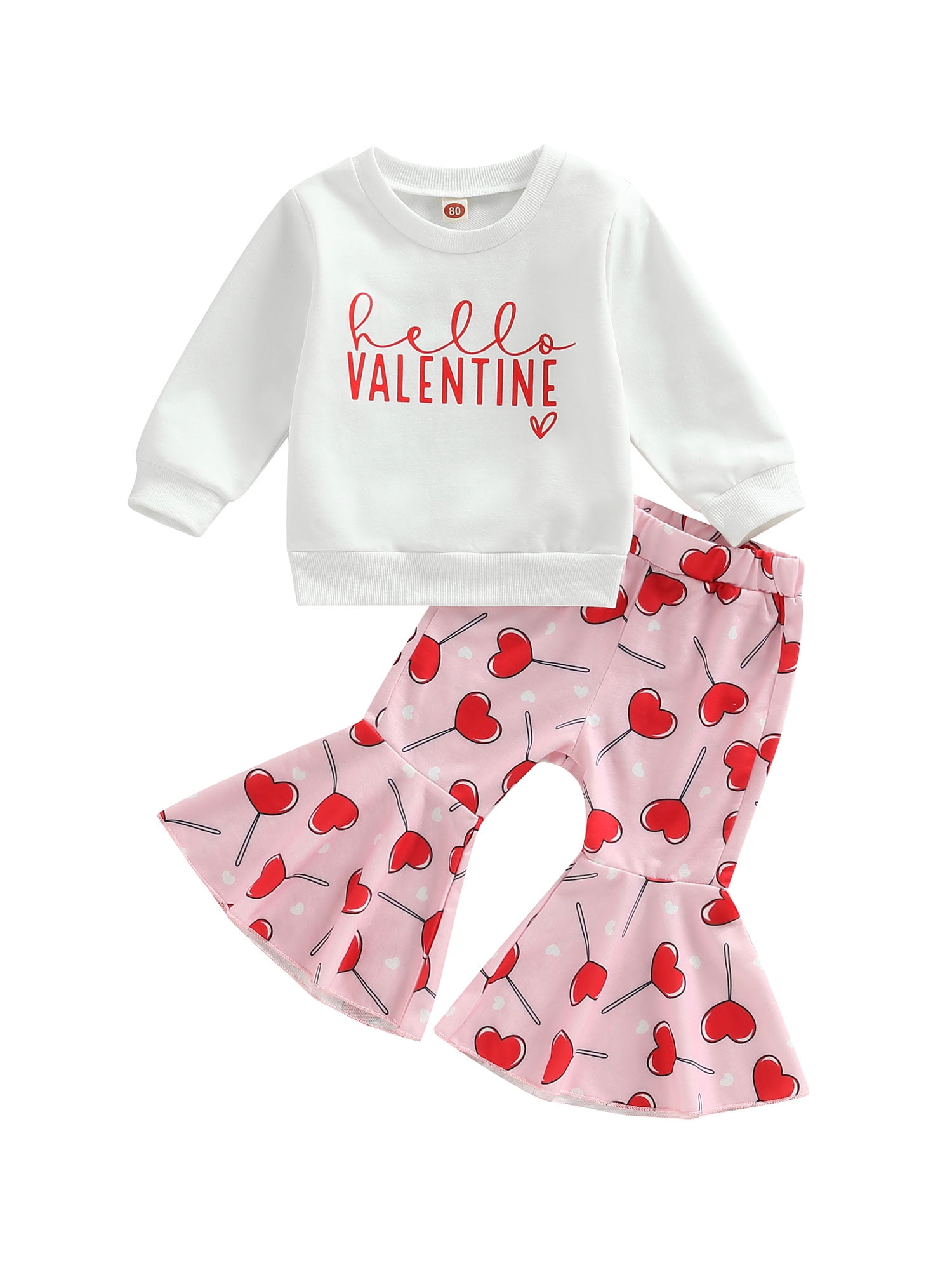 Toddler Baby Girl Valentine's Day Outfit Clothes Heart Letter Print