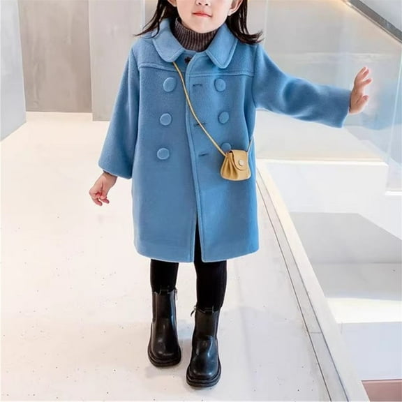 Toddler Baby Girl Winter Coat Dress Coat Warm Jacket Long Sleeve Button Trench Coat Kids Peacoat Outwear Clothes