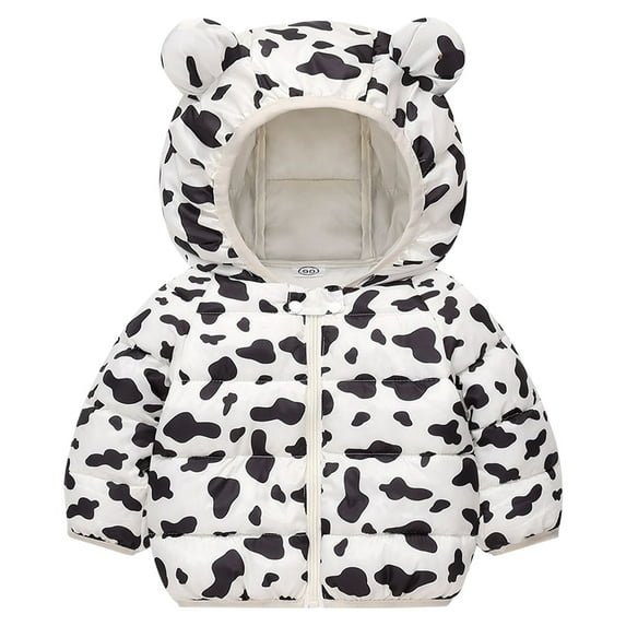 Toddler Baby Girl Winter Coats Windproof Warm Long Sleeve Cartoon Animal Print Jacket Coats