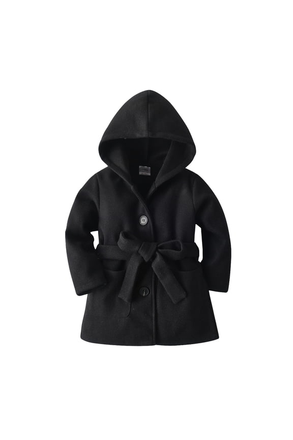 Toddler Baby Girl Wool Winter Coat Cloak Button Jacket Long Sleeve Trench Coat Warm Pea Coat Jacket Toddler Baby Fall Winter Clothes for Christmas Gifts 3-4 Years